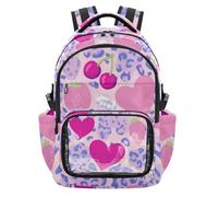SyXIOP Zaino trasparente con stampa leopardata viola cuore Y2k zaino impermeabile con cuciture rinforzate per ragazzi ragazze bambini, età 7-18 mochilas escolares para ninas de