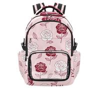 SyXIOP Zaino trasparente in PVC trasparente per la scuola rosa rosa di San Valentino con cuciture rinforzate per la scuola e i viaggi all'aperto, età 7-18 mochila de viaje para nina