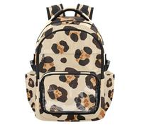 SyXIOP Zaino trasparente per bambini con stampa leopardata marrone per la scuola zaino trasparente in PVC con cuciture rinforzate per l'allenamento scolastico degli studenti, età 7-18 mochilas