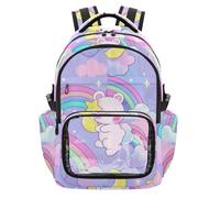 SyXIOP Zaino trasparente per la scuola, leggero, casual, trasparente, per bambini, con gatto e stelle, per bambini dai 7 ai 18 anni