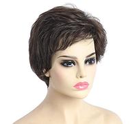 SYXLCYGG Parrucca da donna corta marrone a caschetto parrucca bianca da donna parrucca sintetica ondulata da donna soffici 76,5 g cuffia per parrucca gratuita