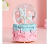 SYXLS Castello Sfera di Cristallo Illuminata a Forma di Palla di Neve Artware Melodia Ornamento, Manuale Nevicata, Desktop Ornamento Regalo di Natale Compleanno (Carosello)