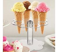 SYXLS Supporto Per Gelato Acrilico, 8 Fori, Stand Per Gelato, Sushi, Per Esposizione Di Waffle Torta, Risparmio di Spazio, Facile Da Pulire Funzione Multiuso, Convenient Installation (Circolare)