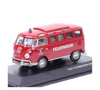 SYYANFEI Modellino Realistico Auto 1/43 Per Il Classico Modello Auto Pressofusa Simulazione D'epoca Del Minibus Volkswagen Del 1962 Camion Dei Pompieri Tedesco Giocattolo(verde)