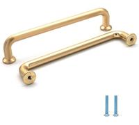 SYZOW 6 Pezzi Maniglie per Mobili da Cucina, Maniglie dorate per Mobili Maniglie per Armadio maniglie a T per mobili maniglie per mobili da cucina 96mm oro (Ottone spazzolato, Distanza dei Fori:160mm)