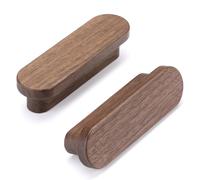 SYZOW 6 Pezzi Wooden Cabinet Handles 96mm Hole Centers Wooden Drawer Pull Kitchen Cupboard Handles (6, Legno di noce, Distanza dei Fori:64mm)