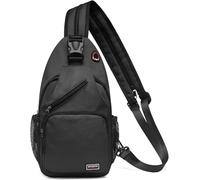 Syzplnwy Convertible Sling Backpack - Borsa a tracolla unisex con scomparto imbottito, leggera per pendolari, escursioni e viaggi, Nero , L