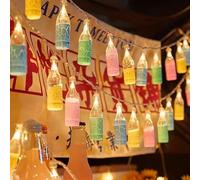 Syzplnwy Ghirlanda luminosa per esterni, 40 luci luminose per bottiglie di vino su una corda da 6 m, funzionamento a batteria, decorazione per campeggio, feste, patio