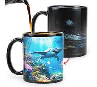Syzplnwy Magic Ocean, tazza che cambia colore, tazza in ceramica attivata dal calore, rivela il mondo sottomarino, idea regalo, 350 ml