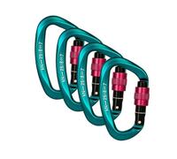 Syzplnwy Moschettone con chiusura a vite resistente, 25 kN, forma a D, per arrampicata professionale, alpinismo, amaca, campeggio, verde (4 pezzi)
