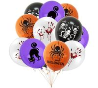 Syzplnwy Palloncini in lattice per Halloween, 30,5 cm, 80 pezzi, nero, arancione, bianco, viola, per feste di Halloween e decorazioni di compleanno