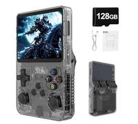 Syzplnwy R36S Console di gioco portatile retrò con schermo IPS da 3,5 pollici, batteria da 3500 mAh, scheda TF da 128 GB, oltre 20.000 giochi, sistema Linux open source per adolescenti e adulti, nero