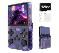 Syzplnwy R36S Console di gioco portatile retrò con schermo IPS da 3,5 pollici, batteria da 3500 mAh, scheda TF da 128 GB, oltre 20.000 giochi, sistema Linux open source per adolescenti e adulti, viola