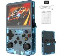 Syzplnwy R36S Console di gioco portatile retrò con schermo IPS da 3,5 pollici, batteria da 3500 mAh, scheda TF da 64 GB, oltre 15.000 giochi, sistema Linux open source per adolescenti e adulti, blu