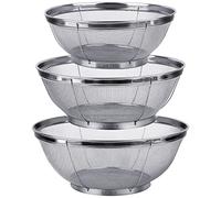 Syzplnwy Set di 3 colini in acciaio inox - colino a maglia fine per pasta, riso e verdure - 5QT/4QT/3QT Set scolapasta in metallo con design a rete fine e design a nido