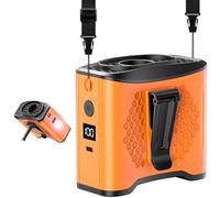 Syzplnwy Ventilatore da esterno in vita: 10000 mAh USB | 4 velocità IPX4 resistente all'acqua | vivavoce per campeggio/escursionismo (arancione)