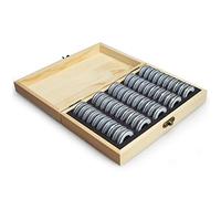 Szaerfa Custodia Portamonete da 50 Pezzi con Scatola portaoggetti in Legno, Capsule Portamonete Rotonde, Portamonete commemorativo, Portamonete espositore per Forniture per la Raccolta di Monete