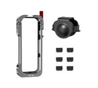 Szaerfa Gabbia per fotocamera per Insta360 X5, telaio metallico per fotocamera, adattatore di protezione espandibile, copertura per obiettivo, cornice in lega di alluminio e cotone antivento