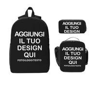 Szaino personalizzata bambino 3 pezzi con borsa pranzo e astuccio - personalizzate zainettoi aggiungi il tuo con Foto Testo Nome logo,ideale per scuola, viaggio, picnic e lavoro