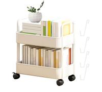 szaluyk Rolling Bookshelf Cart-Scaffale portatile a 2 livelli con ruote, versatile organizer per libri, snack e giocattoli, design per uso domestico, durevole, facile da spostare, multiuso