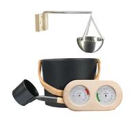 szaluyk Sauna - Kit Completo, mestolo di Legno | Set di secchi di saune, turbolenti Elementi Essenziali | Secchi da 5 Litri in Legno con Rivestimento in plastica, Timer di Sabbia Incluso, Strumenti