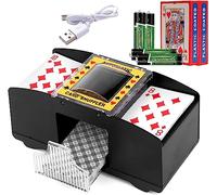 SZBJSMF Distributore Carte Gioco Elettronico USB, Mischia Carte Automatico con Batteria, Cavo usb e 2 Paia di Poker, Mescolatore Carte da Gioco per Uno, Poker, Burraco, Blackjack