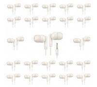 SZBPHS Confezione da 100 auricolari per aule con cavo, spina da 3,5 mm, senza microfono, per studenti, scuole, biblioteche e laboratori informatici, confezionati singolarmente, colore bianco