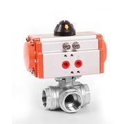 SZBTQMUW Q614/5-16P Attuatore a Doppio Effetto 3 Vie 16 Bar DN50 Valvola a Sfera pneumatica in Acciaio Inossidabile 304 1 pz(T Type)