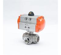 SZBTQMUW Q614/5-16P Attuatore a Doppio Effetto in Acciaio Inossidabile 304 DN20/DN25 Valvola a Sfera pneumatica a Tre Vie da 16 Bar 1 pz(DN20,L Type)