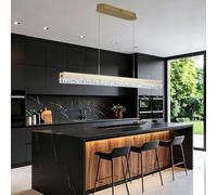 szcflaghip Lampada a Sospensione a LED Dorata, Lampadario Moderno, Lampada da Tavolo da Pranzo in Cristallo Lineare Illuminazione Sospesa per Isola Cucina Plafoniera Minimalista