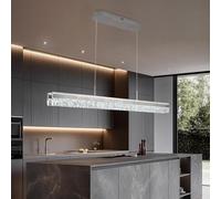 szcflaghip Lampada Sospensione LED per Tavolo da Pranzo Illuminazione Dimmerabile per Isola Cucina Lampada a Sospensione a LED Lineare Cristallo L100cm,