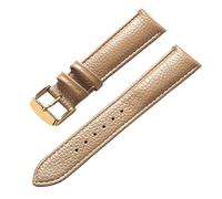 SZCURC Cinturino in vera pelle Modello litchi Accessori per cinturino in pelle morbida da 14-22 mm, oro beige, 13 mm
