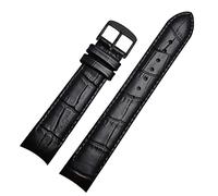 SZCURC Cinturino per orologio con estremità curva Bracciale in vera pelle 20 mm 21 mm 22 mm Cinturino di ricambio elegante e resistente, perno nero nero, 21 mm
