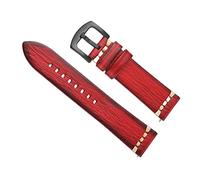 SZCURC Cinturino per orologio con venature del legno 18-24 mm Perni a sgancio rapido Cinturino per cinturino da polso di ricambio per cinturino in vera pelle, Rosso, 24 mm