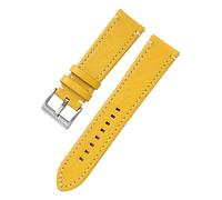 SZCURC Cinturino per orologio in vera pelle a grana litchi Cinturino da polso da 18-24 mm Bracciale con fibbia in metallo argentato, Giallo, 19 mm