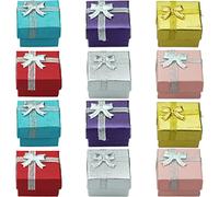 SZCXDKJ 12 pezzi scatola regalo con anello quadrato in cartone, contenitore per gioielli in velluto, confezione regalo per Natale, San Valentino, collana, orecchino