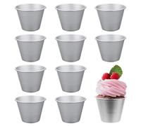 SZCXDKJ Confezione da 10 stampi per budini, mini bacini per budini, in alluminio, antiaderenti per muffin, stampi per uova, per cupcake, per cucina, fai da te