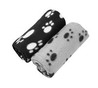 SZCXDKJ Confezione da 2 coperte con stampa di zampe, 60 x 70 cm, per cuccioli e cani, per animali di piccola taglia, nero, grigio