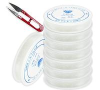 SZCXDKJ Elastici per bracciali, 6 pezzi, trasparenti, per la creazione di gioielli, filo invisibile per braccialetti con taglierino per perline (8 m x 0,8 mm)