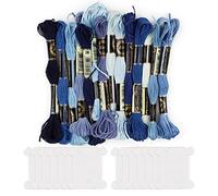 SZCXDKJ Fili da ricamo blu, filo da ricamo blu per punto croce (14 matasse per confezione)