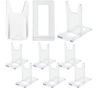 SZCXDKJ Set di 6 supporti per piastre in acrilico, trasparenti e regolabili, in plastica acrilica trasparente, supporto per espositori multifunzionali, per foto, telefoni, libri (11.2x10.5x6 cm)