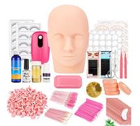 SZCY LLC Kit professionale di extension per ciglia, 22 pezzi, strumenti per l'innesto delle ciglia, set per esercitarsi con testa di manichino, pinzette per ciglia per principianti