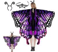 SZDN Cappello a farfalla per bambini, ali di farfalla per ragazze con anello di farfalla fascia ali di farfalla costume fata principessa festa elfi 136 x 109 cm