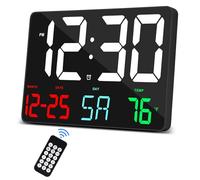 SZELAM Orologio Digitale con grande display,11,4"Calendario Digitale,sveglia,Orologio da giorno con telecomando senza fili,Orologio da parete LED con data e temperatura,12/24H,Sveglia ,Parola di colore nero