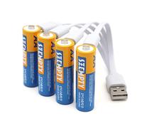 SZEMPTY - Batterie ricaricabili al litio AA, 1,5 V, ricarica tramite USB, ricaricabili, 2600 mWh con cavo di ricarica di tipo C 4 in 1, ricarica rapida in 4 ore