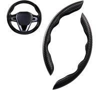 SZFCL 2 Pezzi Fibra Carbonio Auto Coprivolante per Maserati Grecale Folgore GT Modena AWD Trofeo, Confortevole Antiscivolo Segmentato Carbonio Copri Volante,Black