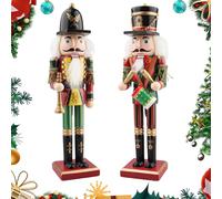 Szhhrxi 2025 Grande Soldato Schiaccianoci di Natale in Legno, 2 Pezzi 30cm Schiaccianoci Natalizi Soldatino Tradizionale Fatto a Mano, Figure Classiche Decorazioni Natale Soldato (C)