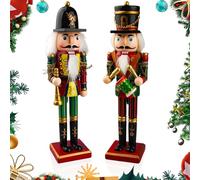 Szhhrxi 2025 Grande Soldato Schiaccianoci di Natale in Legno, 2 Pezzi 30cm Schiaccianoci Natalizi Soldatino Tradizionale Fatto a Mano, Figure Classiche Decorazioni Natale Soldato (A)