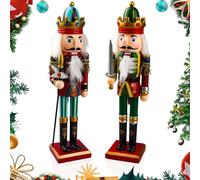 Szhhrxi 2025 Grande Soldato Schiaccianoci di Natale in Legno, 2 Pezzi 30cm Schiaccianoci Natalizi Soldatino Tradizionale Fatto a Mano, Figure Classiche Decorazioni Natale Soldato (B)