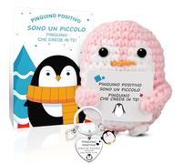 Szhhrxi Pinguino Positivo con Carta Motivazionale y Pinguino Portachiavi, Pinguini Pocket Hug Positive, Lavorata Maglia Pinguino, Regali Divertenti per Bambini Donna Ragazza Amica Collega (Rosa)